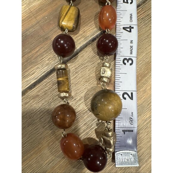 Chicos Brown Amber Gold Tone 20" Long Beaded Statement Necklace NEW - Picture 15 of 16